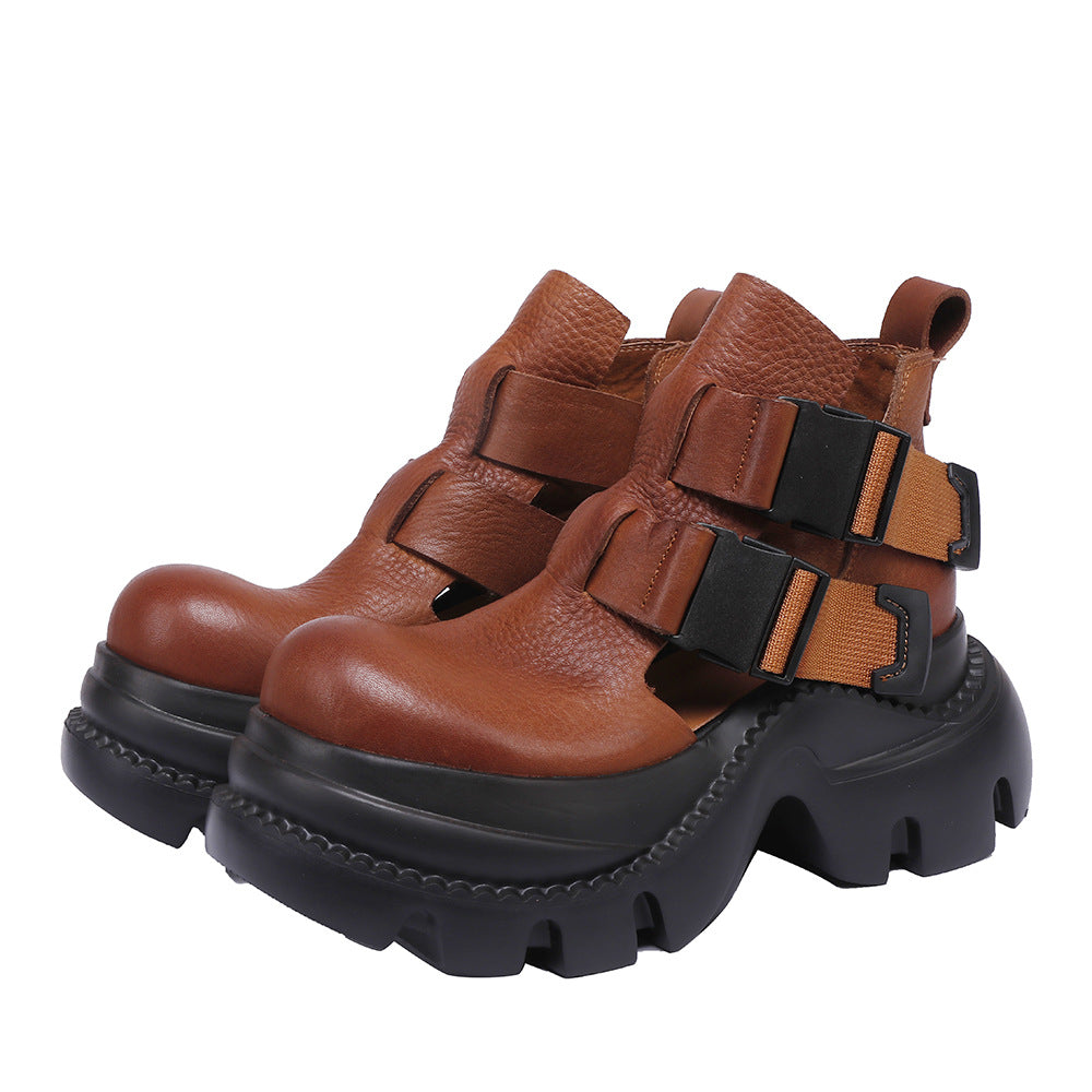 Women's Hollow Thick Bottom Lightweight Belt Buckle Four Large Women's Fashion Shoes