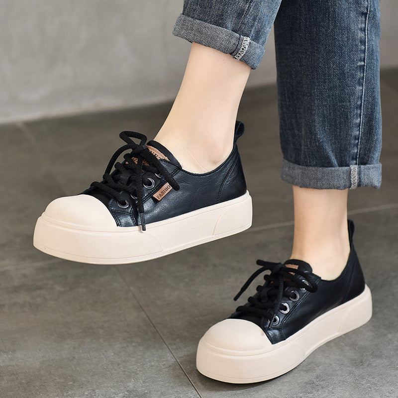 Women's Hand Grip Pattern Full Grain Cow Casual Shoes