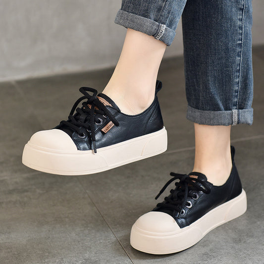 Women's Hand Grip Pattern Full Grain Cow Casual Shoes