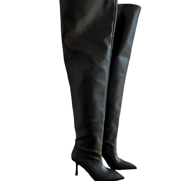 Circumference High Long Hot Pointed Stiletto Over The Knee Wide Heels