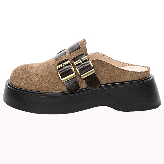 Women's Platform Half Closed Toe Without Buckle Slippers