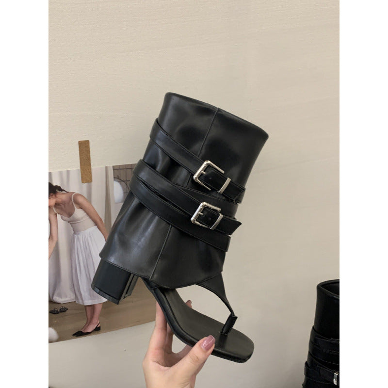 Women's Niche Design Knight Square Toe Chunky Sandals