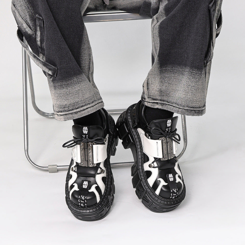 Women's & Men's Dark Punk Rock Platform Metal Locomotive Tank Boots