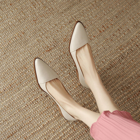 Women's Sheepskin Soft Pointed High Small Grandma Summer Thick Bottom Classic Women's Fashion Shoes