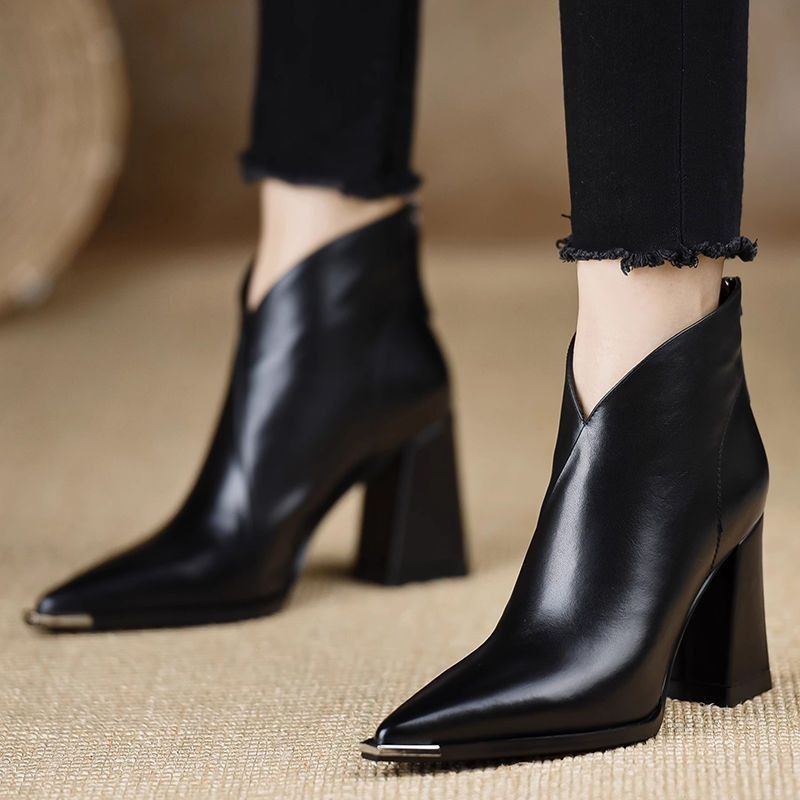 Women's Toe Chunky High Booties Veet Martin Women's Leather Boots