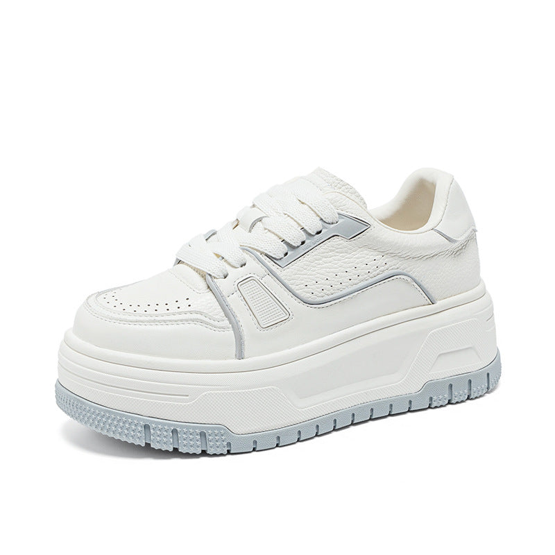 Women's Genuine Platform Hidden White Small Height Women's Casual Shoes