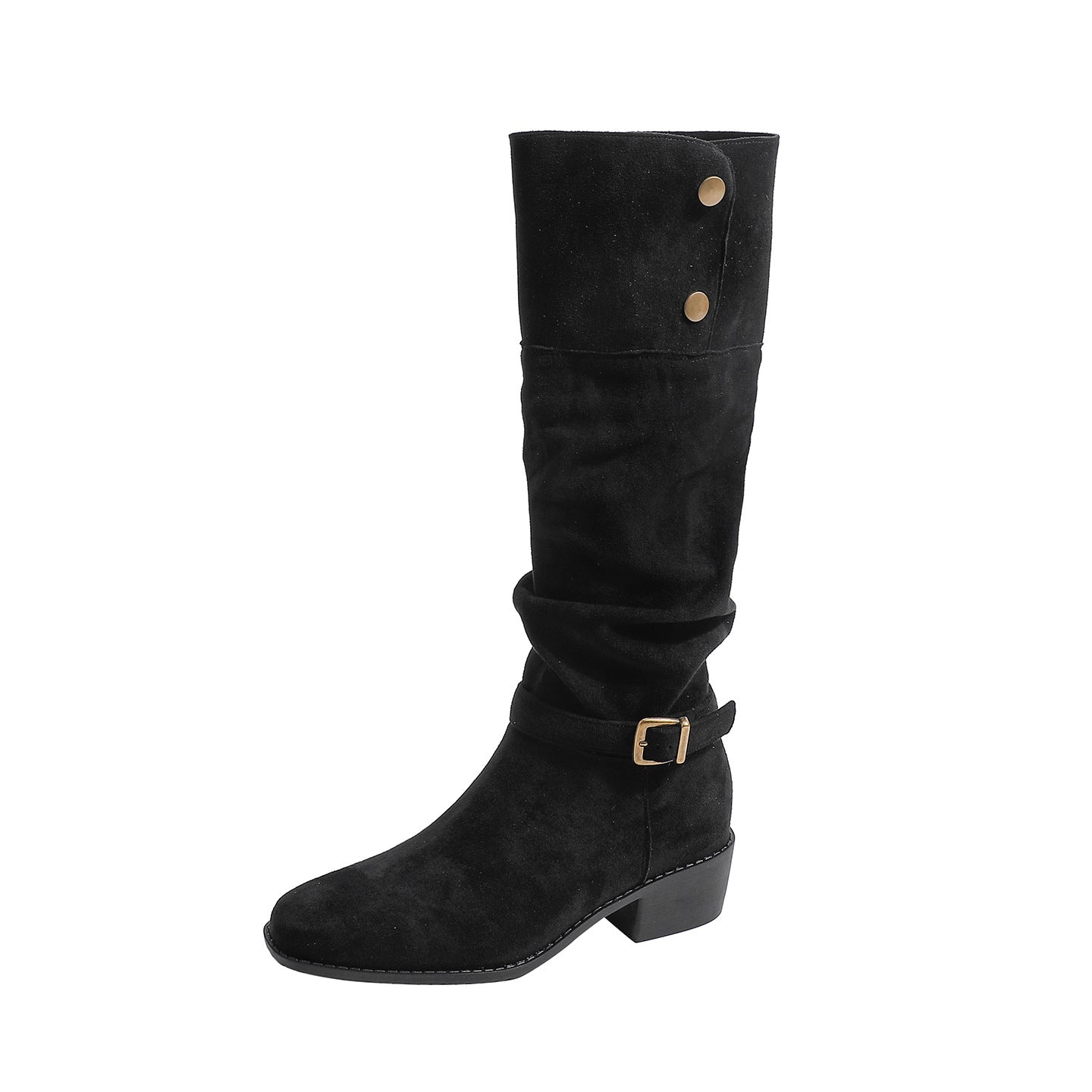 Suede French Below The Knee Retro Women's Leather Boots