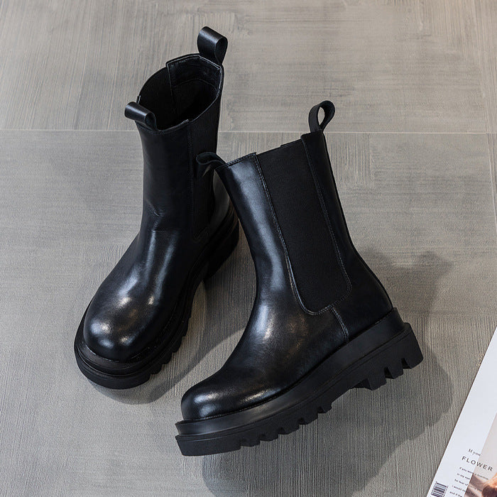 Women's Pipe Ankle Small Size Platform Chelsea Height Boots