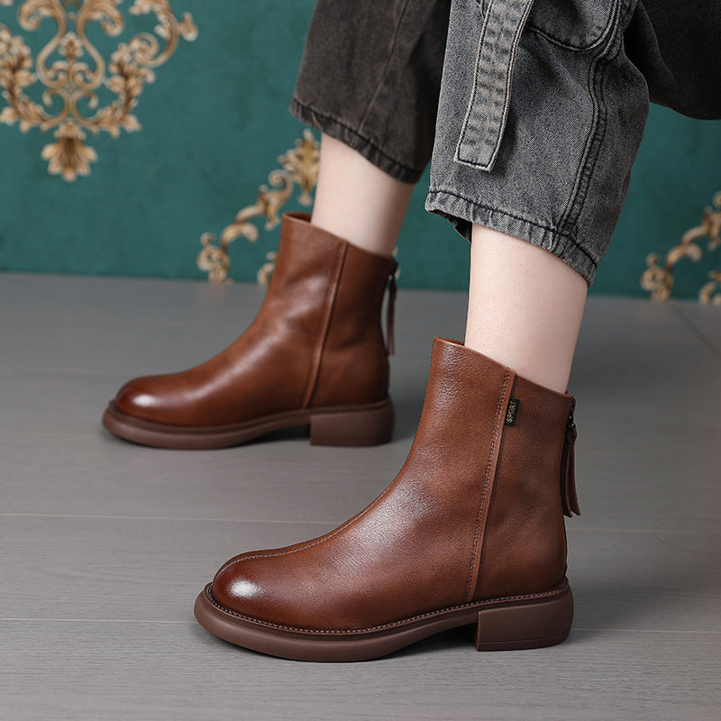 Full Cowhide Short Female Flat Style Popular Winter Boots