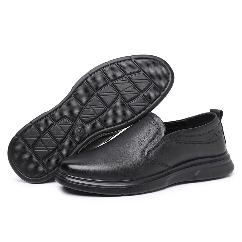 Men's Slip-on Fashion First Layer Cowhide Dad Leather Shoes