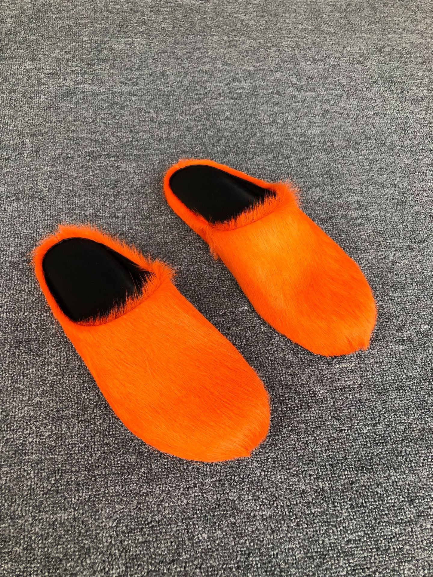 Women's Candy Color Genuine Horsehair Closed Toe Women's Shoes