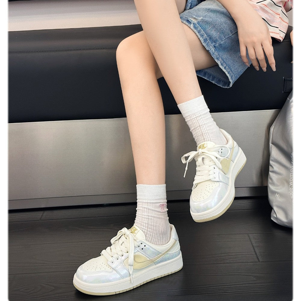 Women's White Soft Bottom Portable Macaron Fashion Sneakers