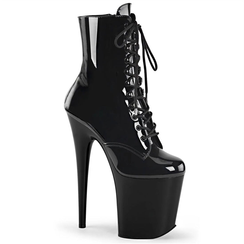 Stiletto Platform Pole Dance Super High Model Catwalk Flirting Women's Leather Boots