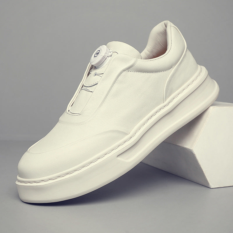 Men's Top Layer Cowhide Genuine Flat Black Men's Board Shoes