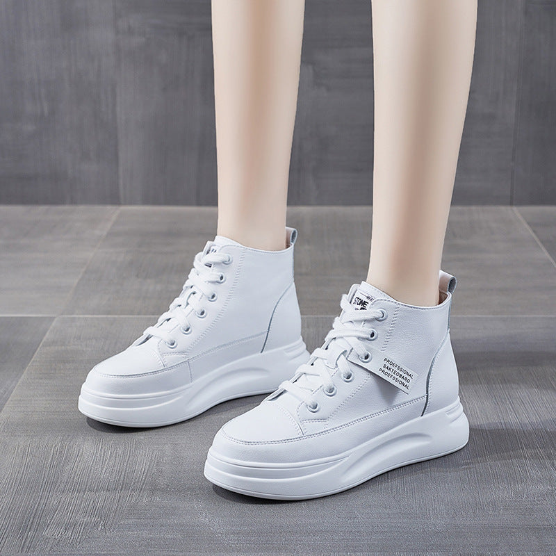 Women's Korean Style Platform White Sports Single Casual Shoes