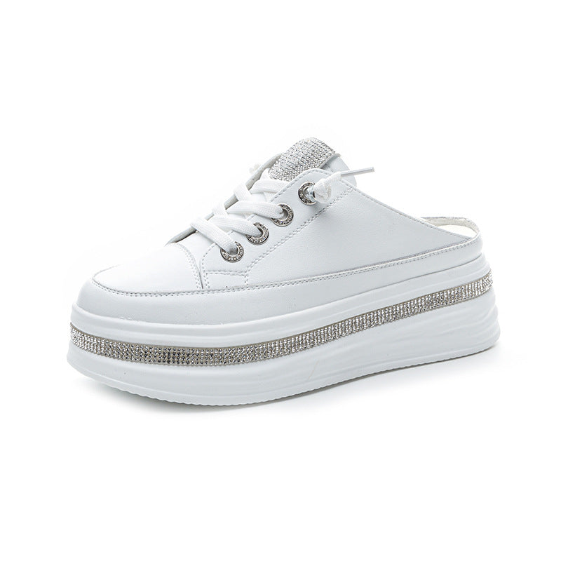 Women's Platform Toe Cap Fashion Rhinestone Lazy Thick-soles Slippers