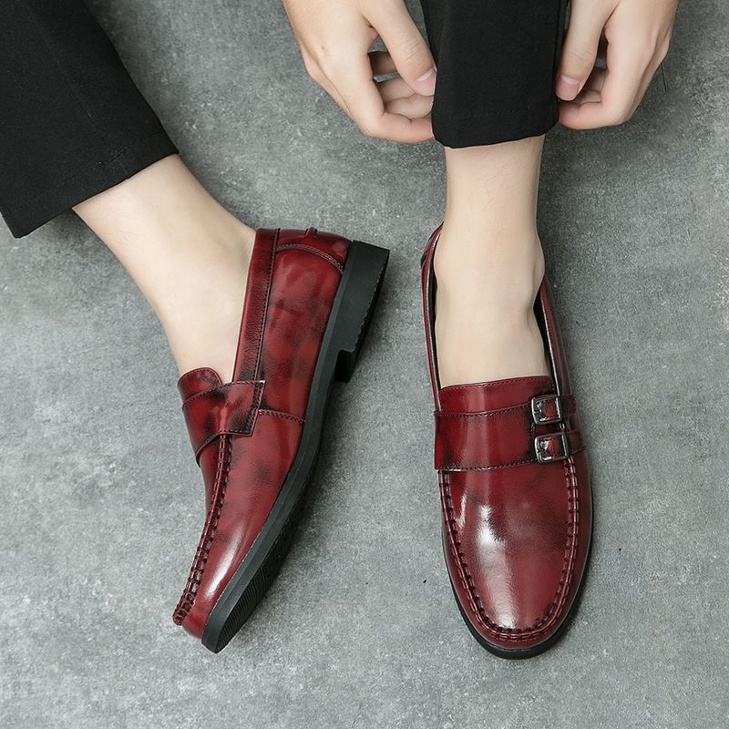 Fashionable Style Business Breathable Slip-on Lazy Men's Casual Leather Shoes