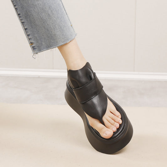 Women's Outdoor First Layer Cowhide Soft Bottom Sandals