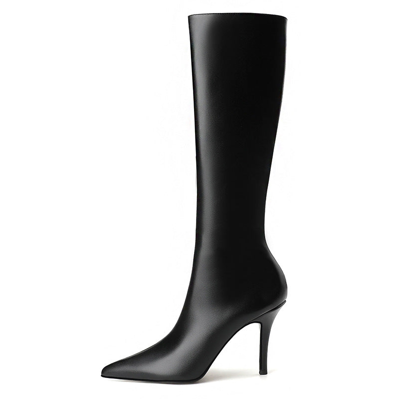 The Knee Stiletto Black Sexy Temperament Boots