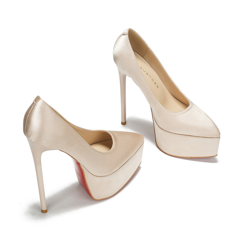 Women's Nightclub Catwalk Hot Pumps Pointed Thick Water Table Fine Heels