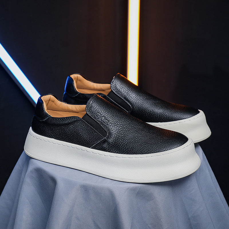 Men's Elevator Board Platform Fashion White Breathable Casual Shoes