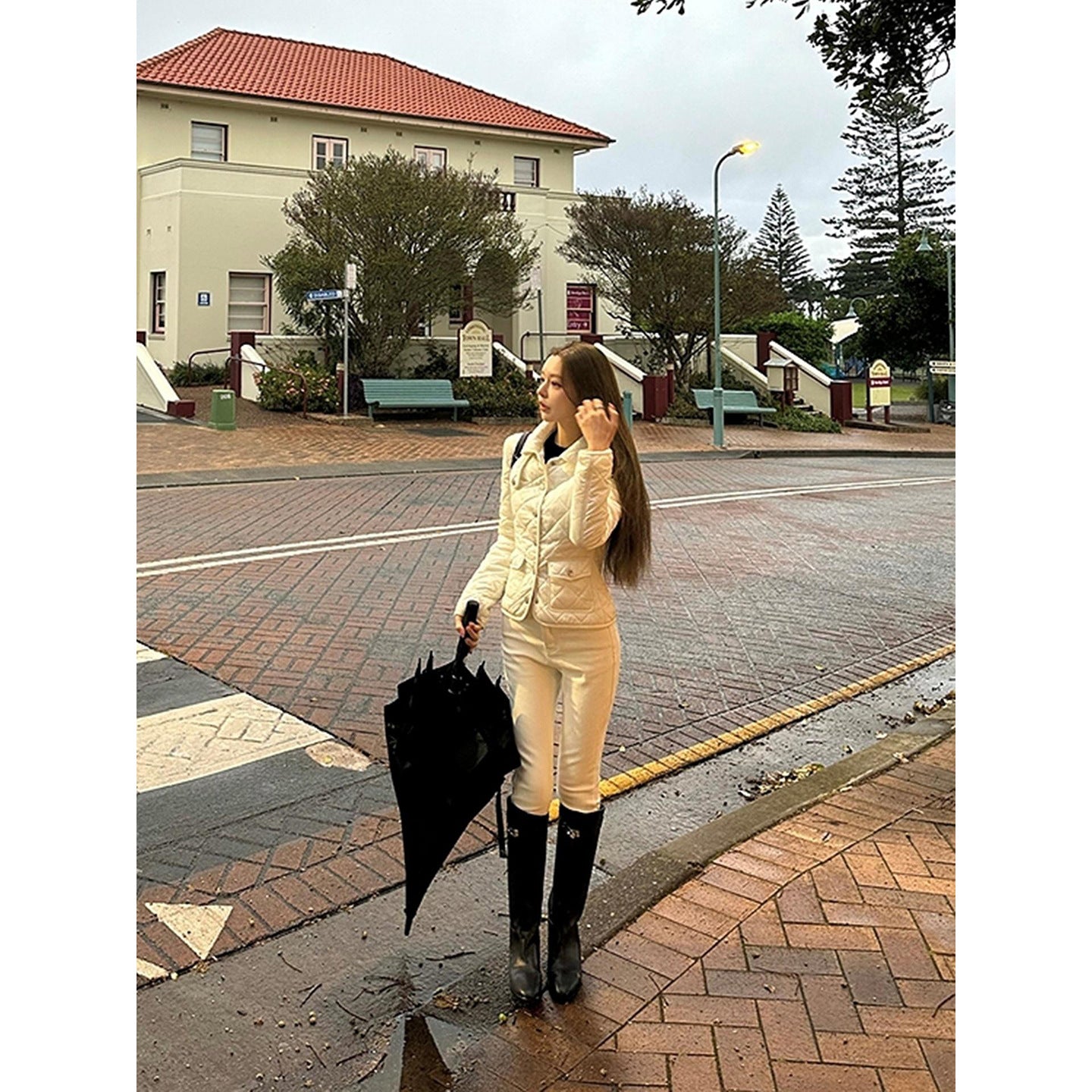 Women's Common Style Tall Knight Suede Surface Lock Round Head Chunky Women's Leather Boots