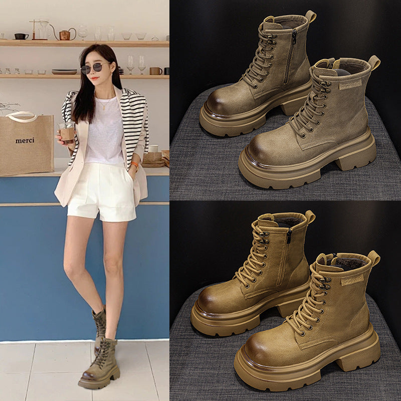 Women's Autumn Fashion Retro Ankle Big Head Boots