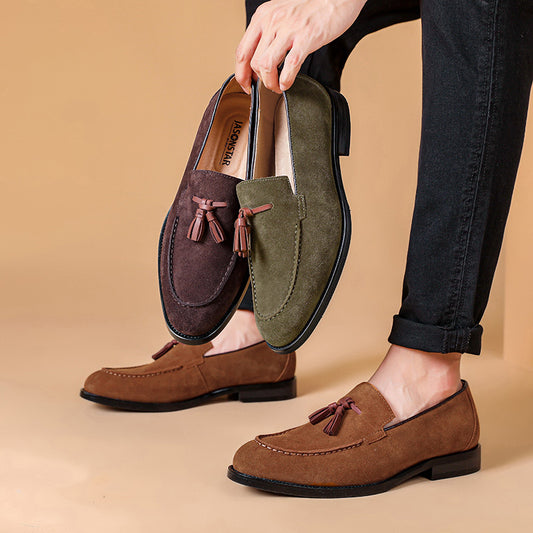 Men's Autumn Suede British Retro Tassel Slip-on Leather Shoes