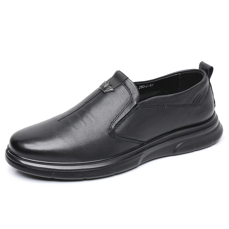 Men's First Layer Cowhide Slip-on Dad Pumps Leather Shoes
