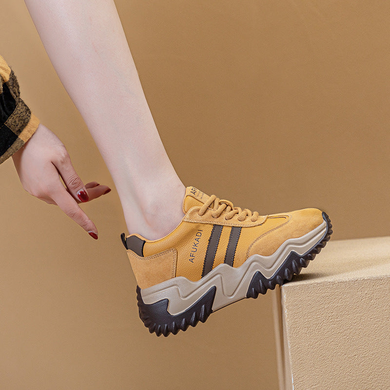 Women's Thick Bottom Heightened Daddy Autumn Soft Leisure Sports Not Women's Casual Shoes