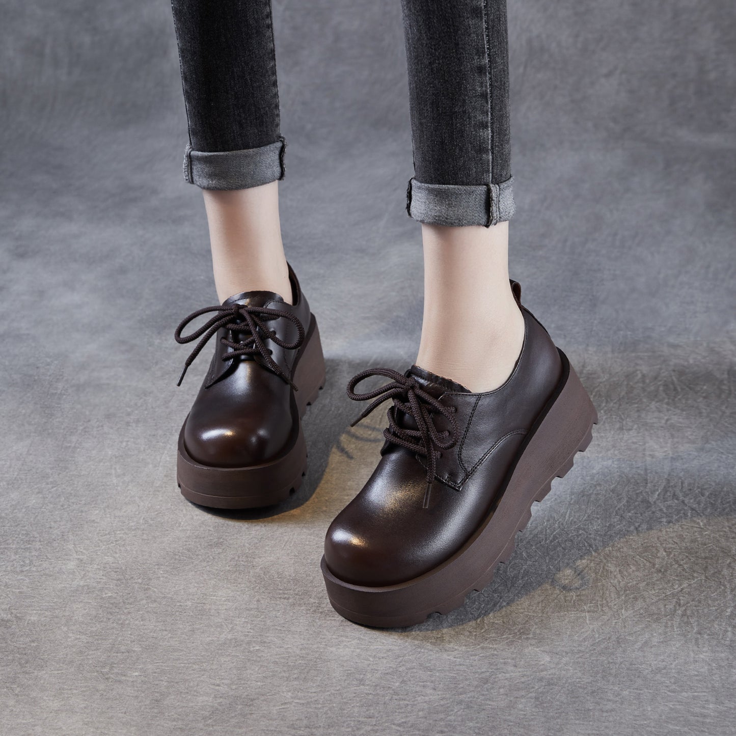 Women's Autumn American Retro Derby Thick-soled Big Toe Women's Casual Shoes
