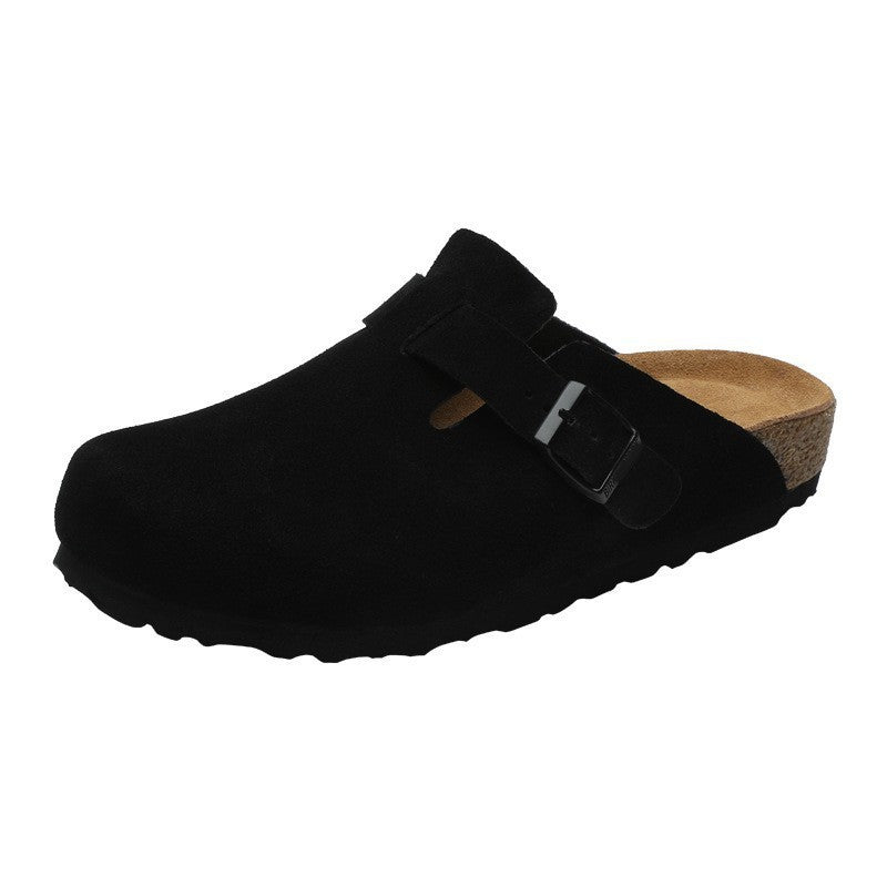 Comfortable Flat Cork Unisex Retro Half Lazy Thick-soles Slippers