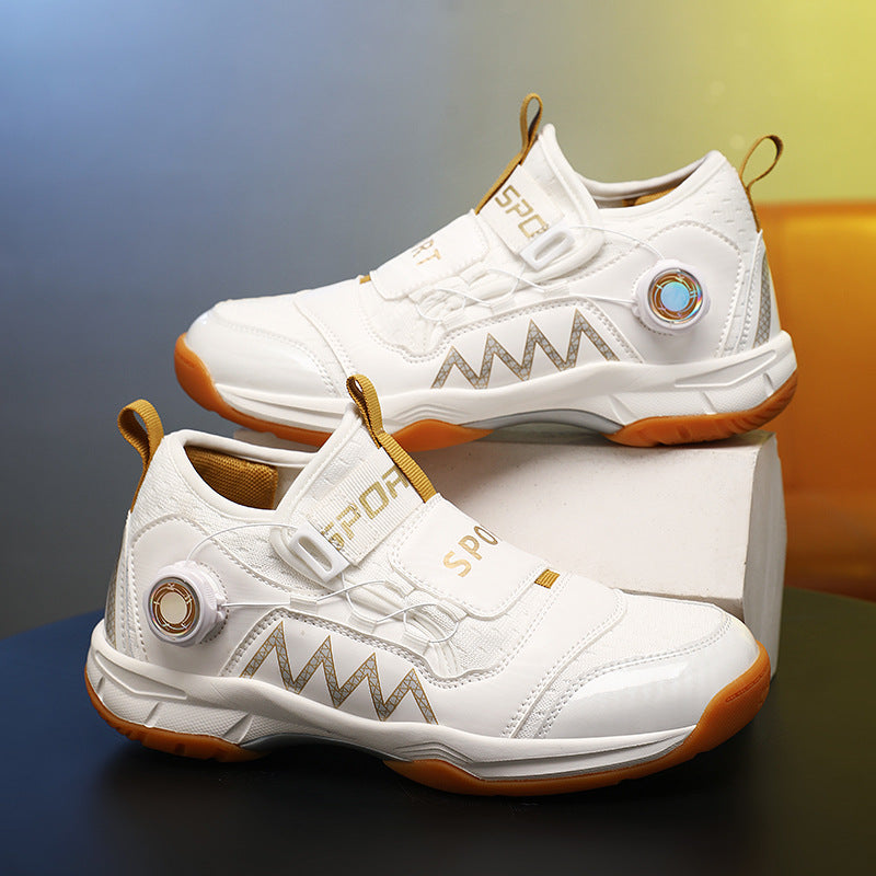 Women's & Men's Double Mesh Breathable Badminton Rotating Buckle Table Tennis Professional Training Children's Sports Shoes