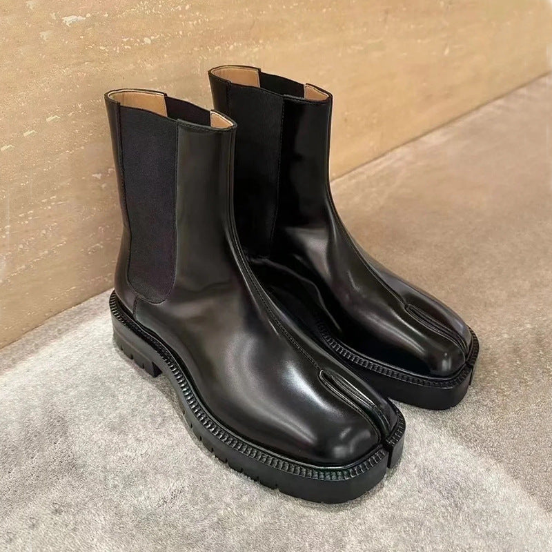 Women's British Style Horseshoe Short Stretch Personality Design Chelsea Women's Leather Boots