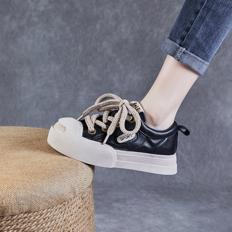 Women's Layer Cowhide Jack Purcell Spring Thick Casual Shoes