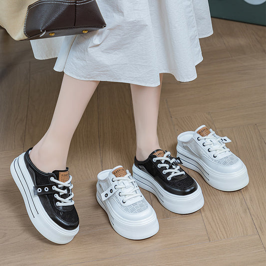 Women's Closed Toe Half Summer Outdoor White Casual Shoes