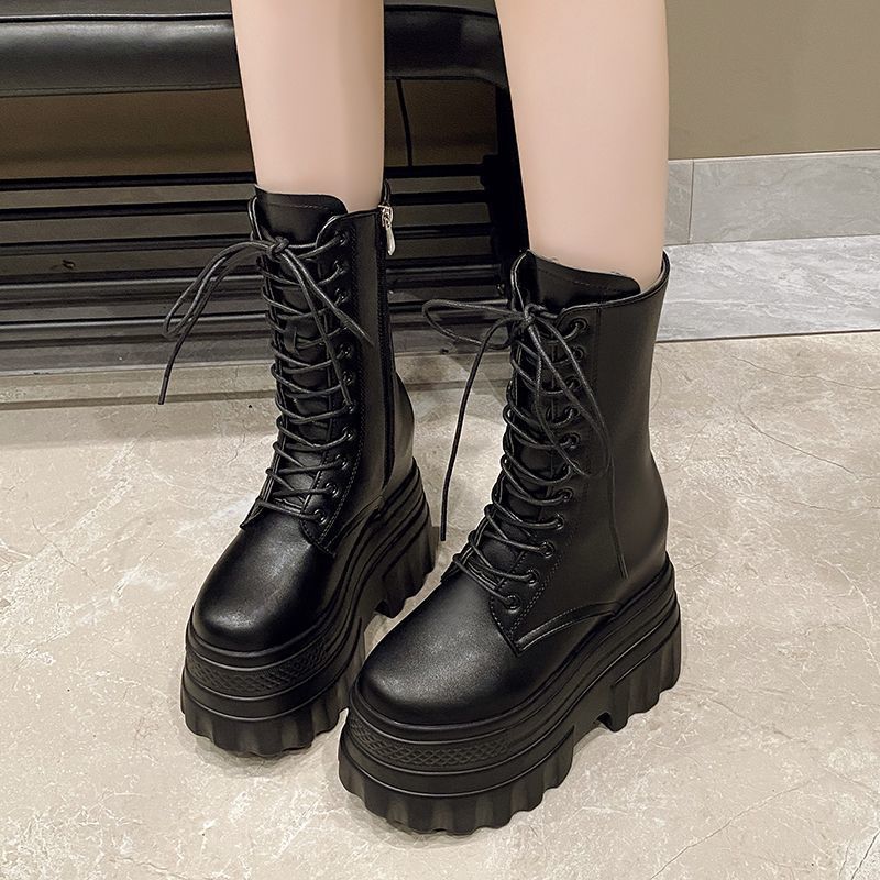 Hight Increasing Martin Female Comic Show Thick-soled British Style Slimming Boots