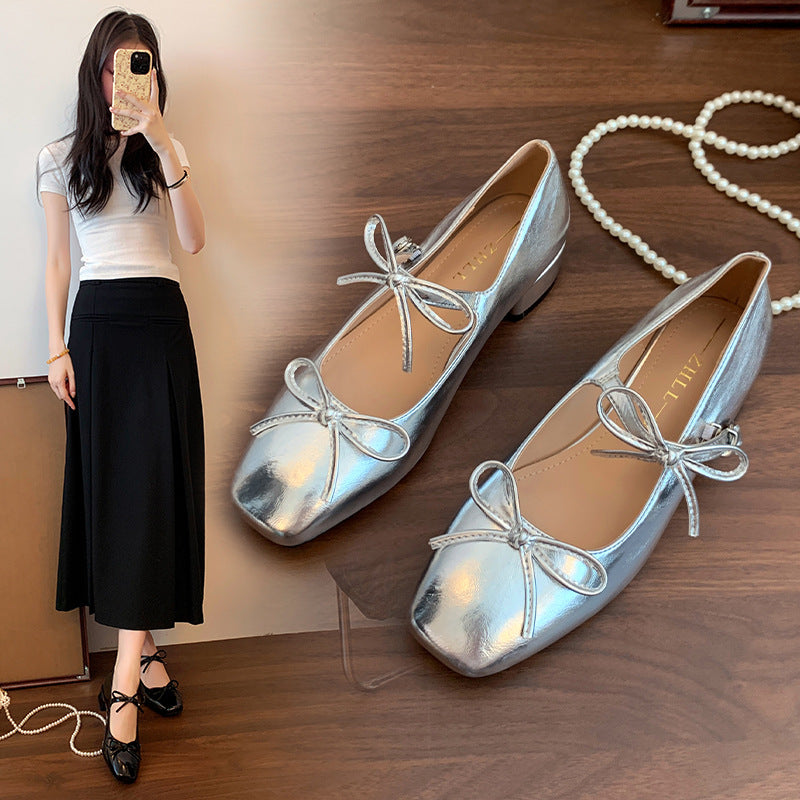 Women's One-word With Chunky Plus Sizes French Women's Fashion Shoes