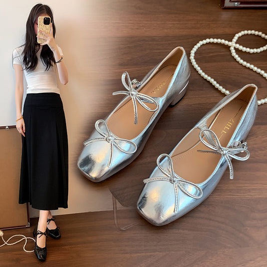 Women's One-word With Chunky Plus Sizes French Women's Fashion Shoes