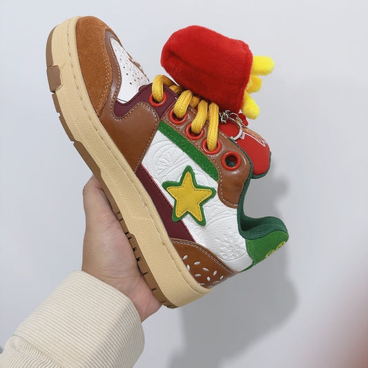 Women's & Men's Increased Lovers Hamburger Fries Star National Sneakers