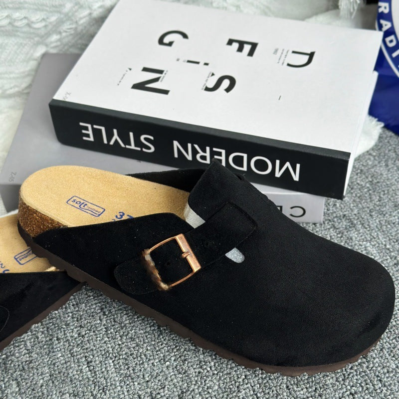 Women's Ma Liao Half Toe Box Soft Bottom Height Increasing Slip-on Men's Shoes