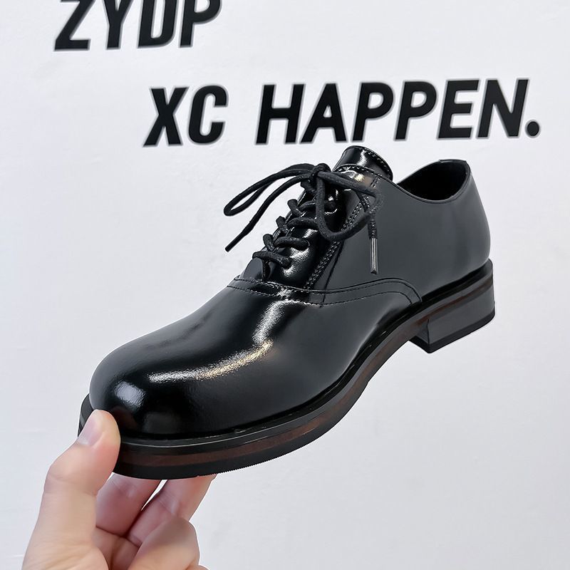 Men's Retro Commuter British Invisible Thick Bottom Heightened Trendy Leather Shoes