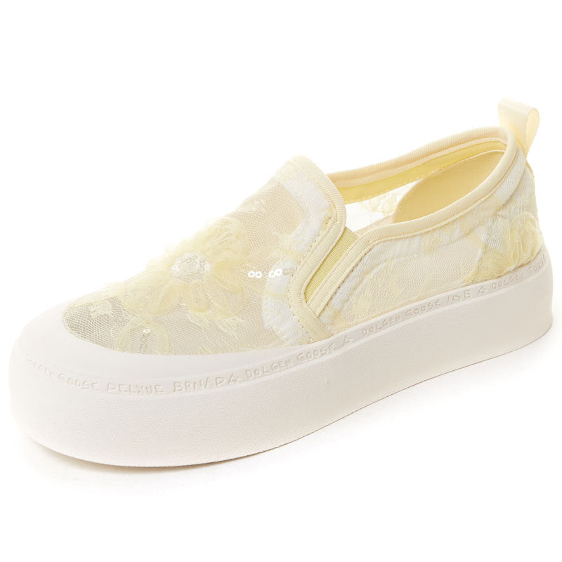 Women's Slip-on Fisherman Lace Embroidered Sequins Pumps Summer Women's Casual Shoes