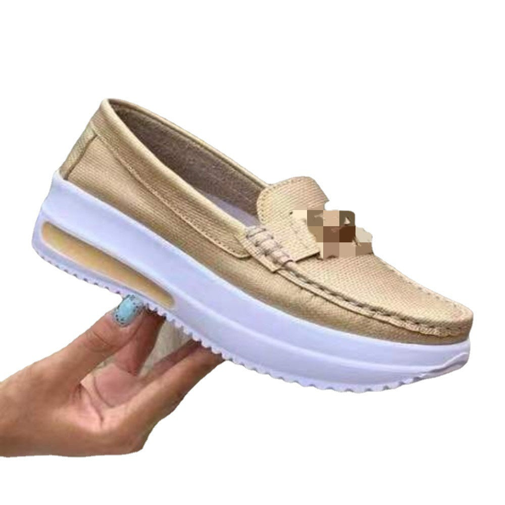 Women's Pumps Autumn Solid Color Round Toe Belt Buckle Casual Shoes