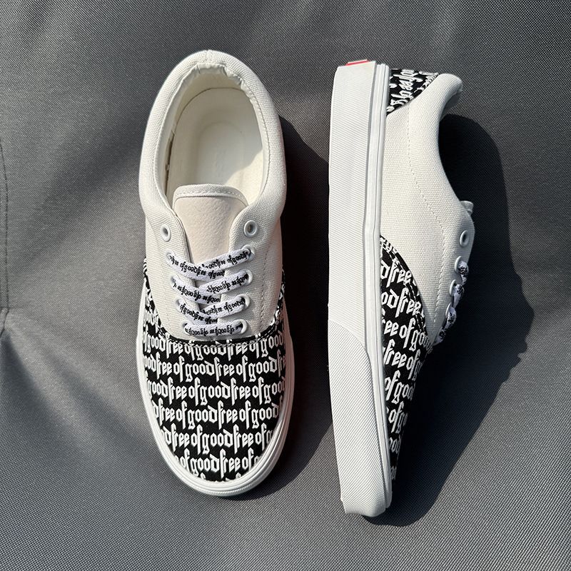 Women's & Men's Street Wear Letters Black White National Casual Shoes