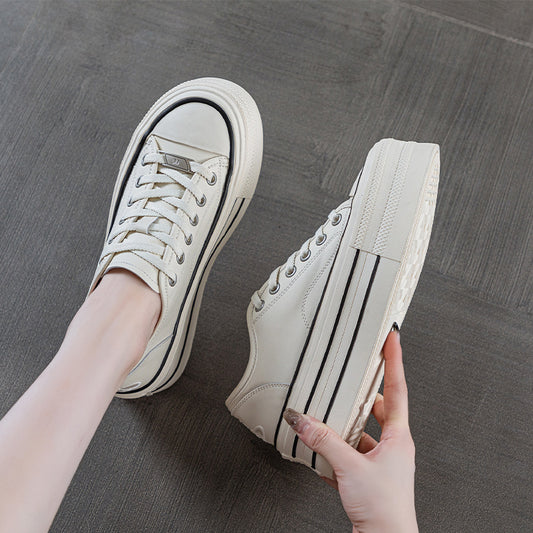 Women's Round Toe Platform Sports White Women's Board Shoes