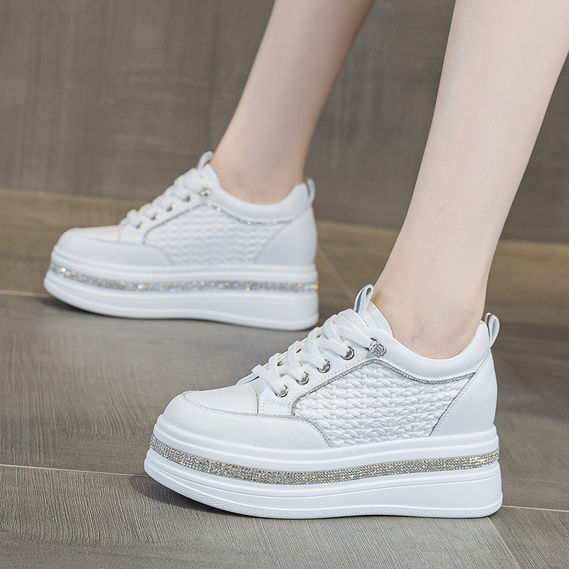 Women's Hidden White Small High-grade Fashion Weaving Casual Shoes