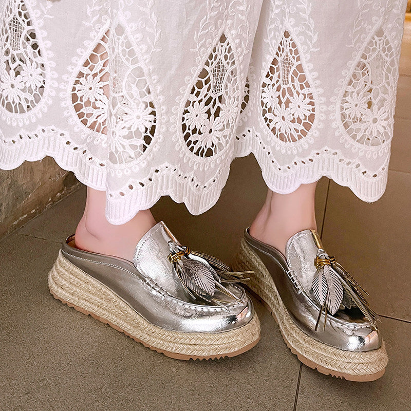 Women's Platform Sier Closed Toe For Summer Outdoor Thick-soles Slippers