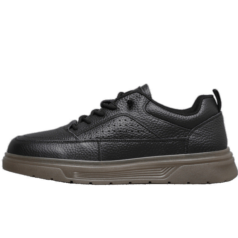 Men's Versatile White Fashion Soft Surface Platform Breathable Summer Hollow Men's Casual Leather Shoes