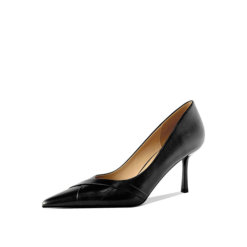 With Black Professional Pointed Design Sense Niche Heels